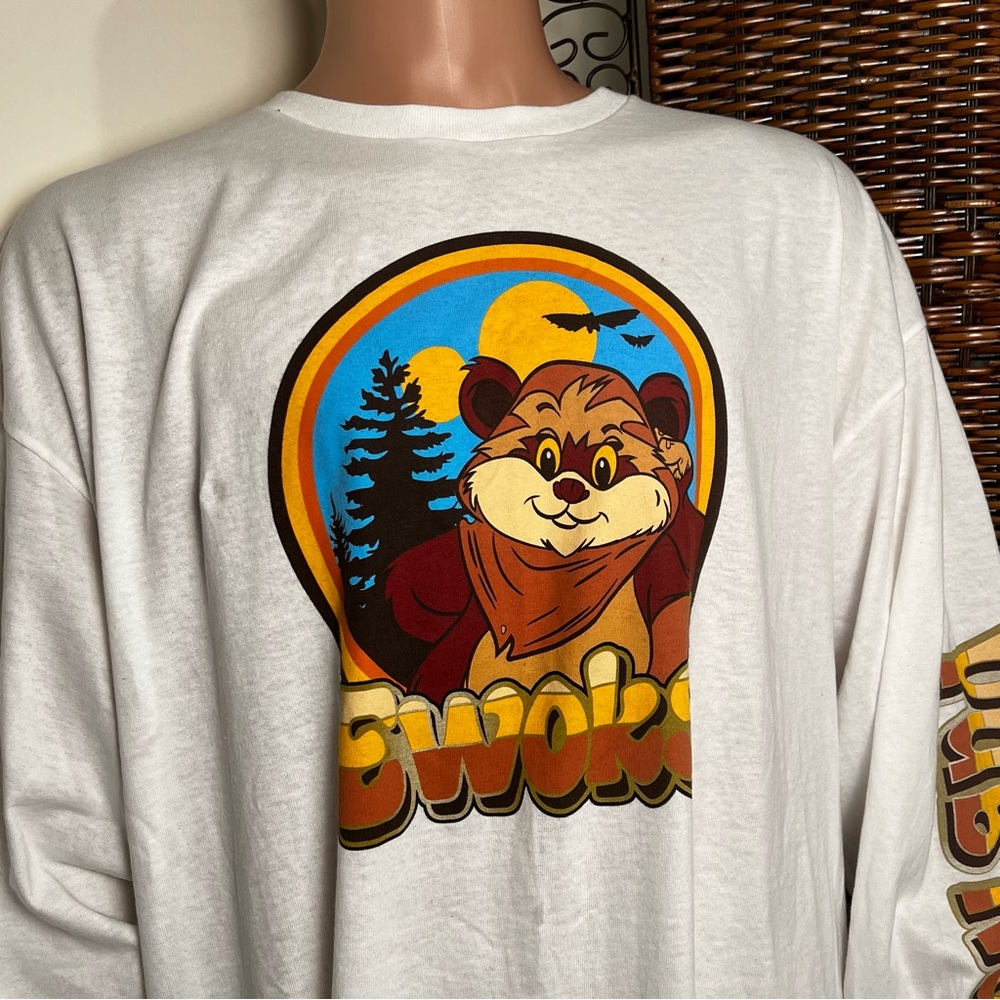 Star Wars Ewok Long Sleeve Beige‎ Tshirt XXL Logo On Sleeve"Yub Nub" Unisex - Picture 2 of 6